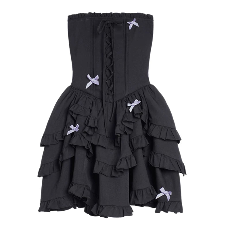 SagiDolls Sniper# Black and Purple Two-Color Strapless Cake Dress