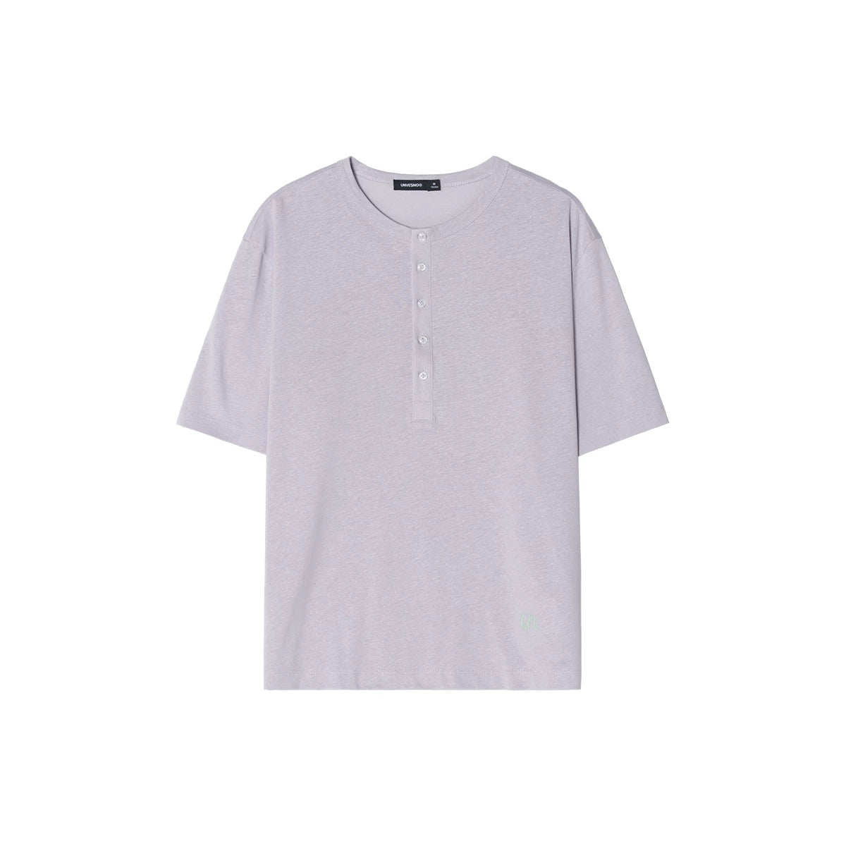 Unvesno Linen Blend Embroidery Relaxed Henley Tee