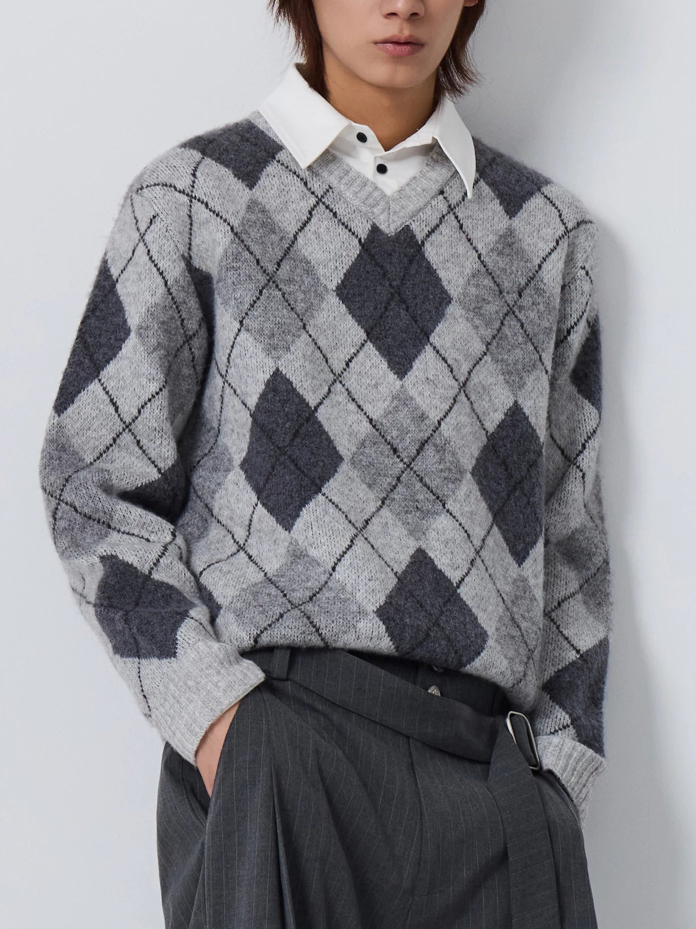 4JUNKS Rhombus Fake Two-piece * Knitted Sweater
