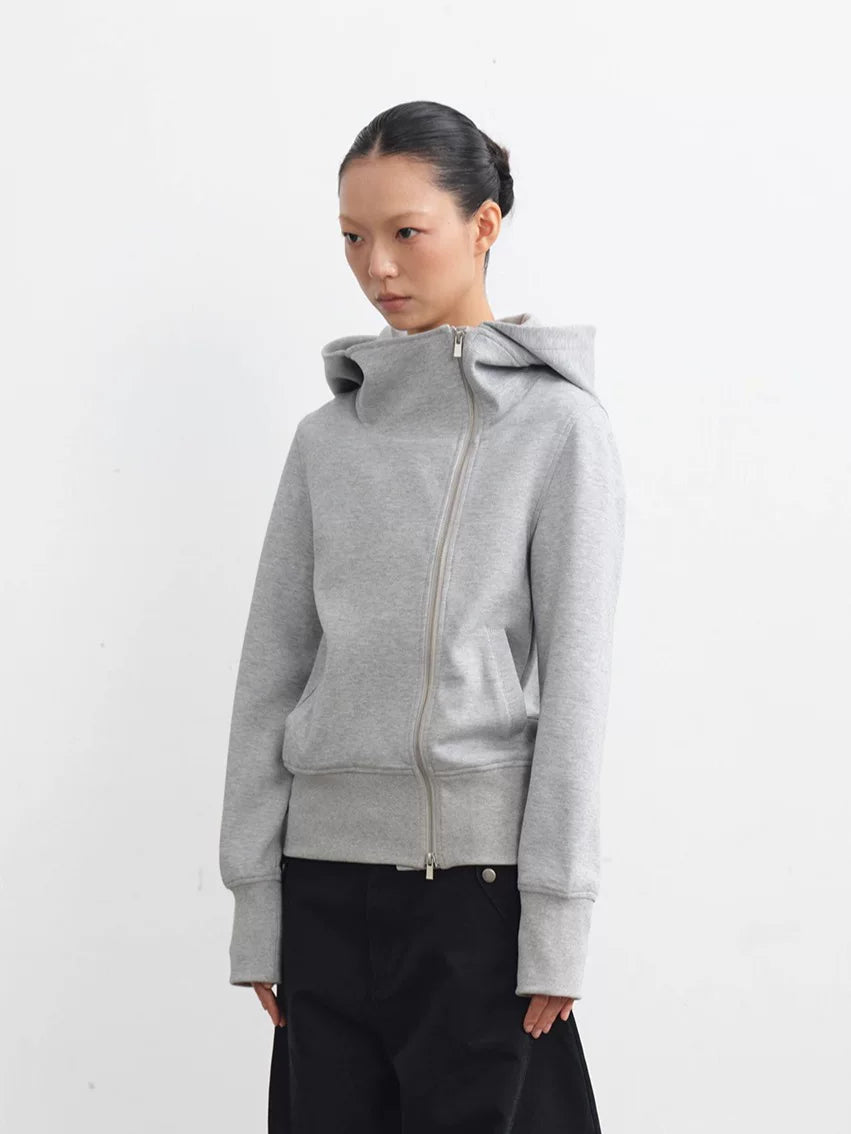 LINY LIBERTY Structured Slim Cropped Double-Zip Hoodie