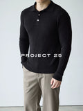 PROJECT 25 Textured Knit Breathable Long-Sleeve Polo