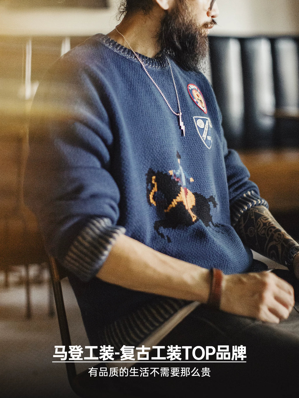Madden Equesrtrian Club embroidery warm knitted sweater