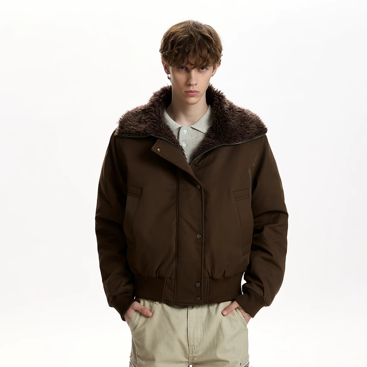 A PUEE Vintage Thickened Warm Short Jacket
