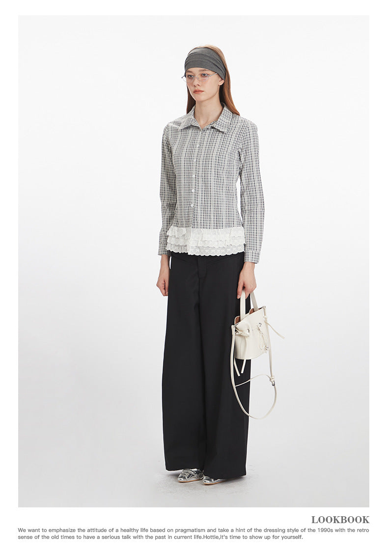 Nariele Plaid Slim-fit Long-sleeved Shirt
