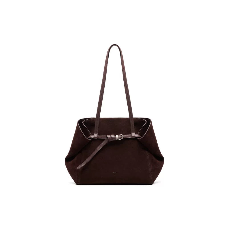 muva. Split Cowhide Leather Magnetic Snap Shoulder Bag