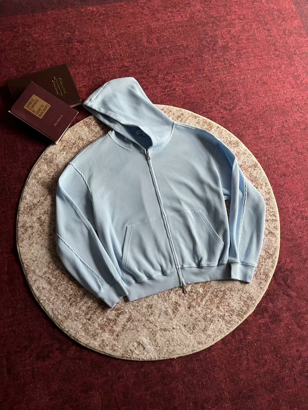Xanvas Boxy Waffle Zip-Up Hooded Jacket