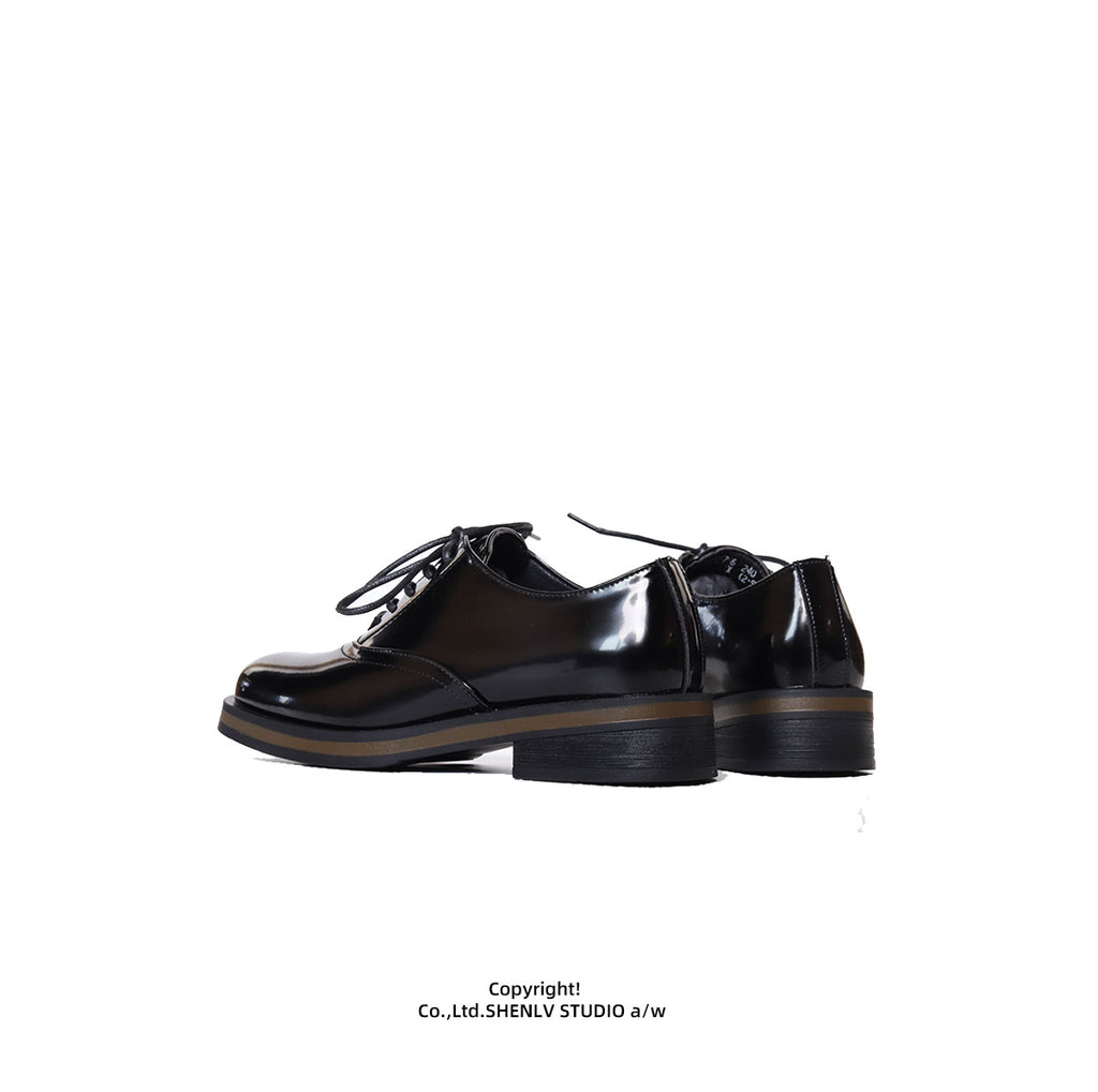 SHENLV STUDIO two-color leather glossy Derby shoes