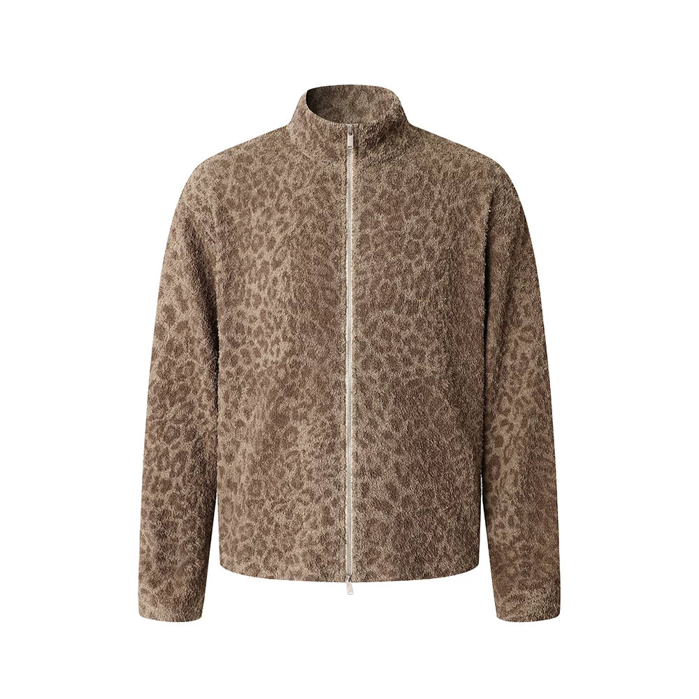 DIMC Leopard Print Double Pull-head Knitted Versatile Jacket