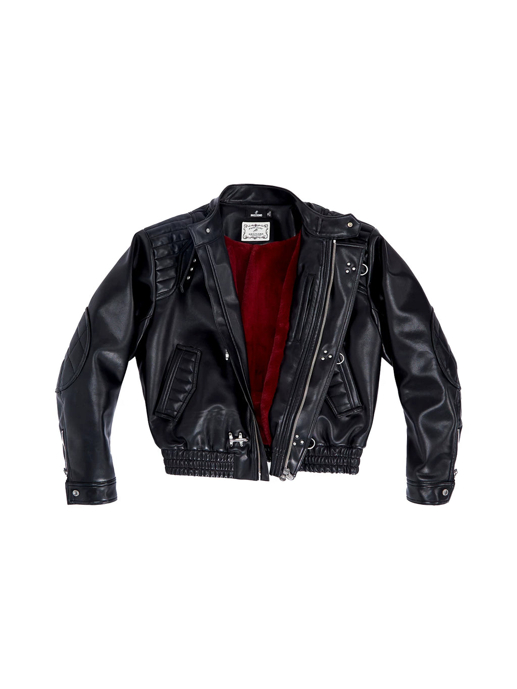 HAS2SONS 25FW Patchwork Leather Jacket with Thick Mink Fur Contrast Lining