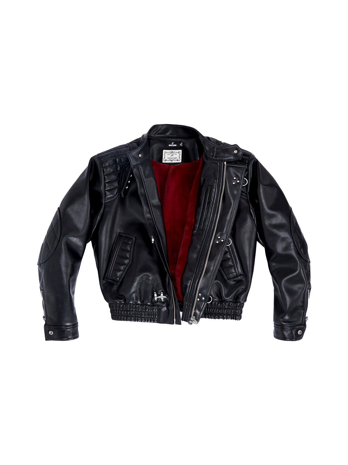 HAS2SONS 25FW Patchwork Leather Jacket with Thick Mink Fur Contrast Lining