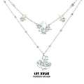 1ST XULIE Daisy Double-Layer Pendant Necklace