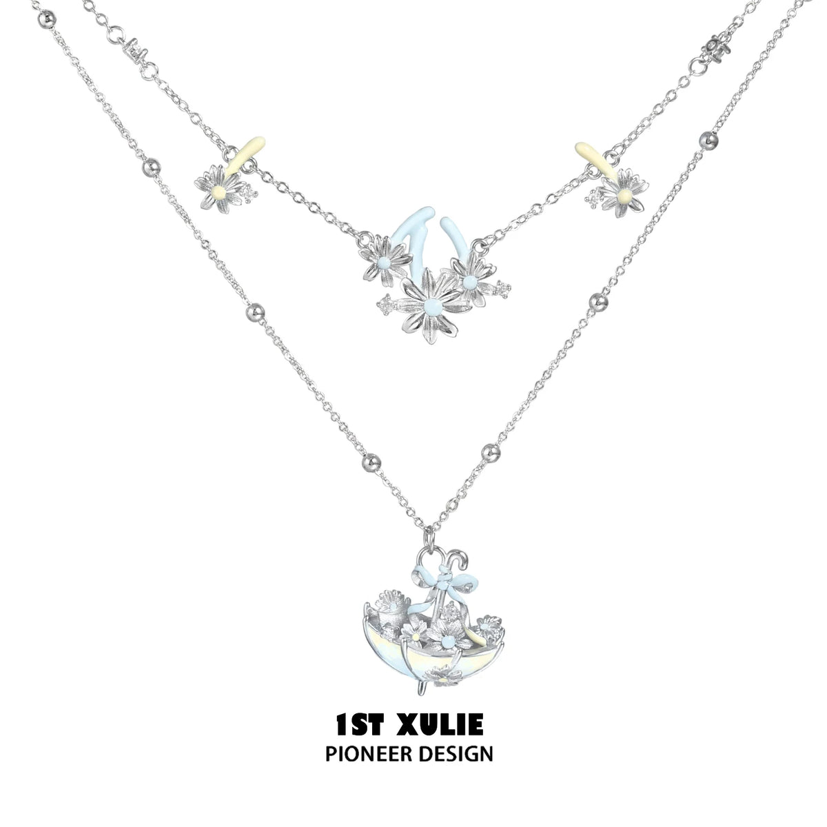 1ST XULIE Daisy Double-Layer Pendant Necklace