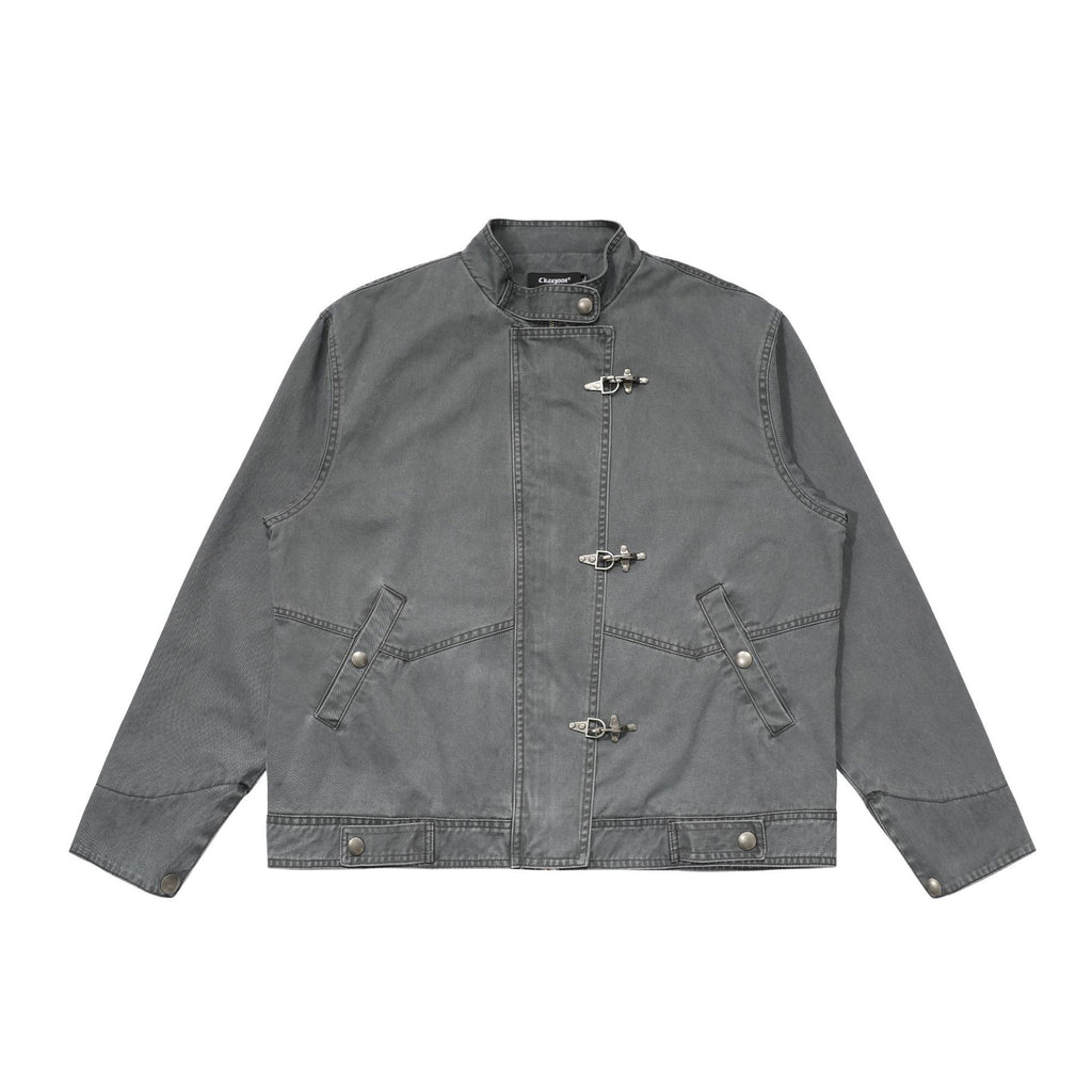 CHANYOOU Retro Premium Sense Aircraft Buckle Stand-up Collar Jacket