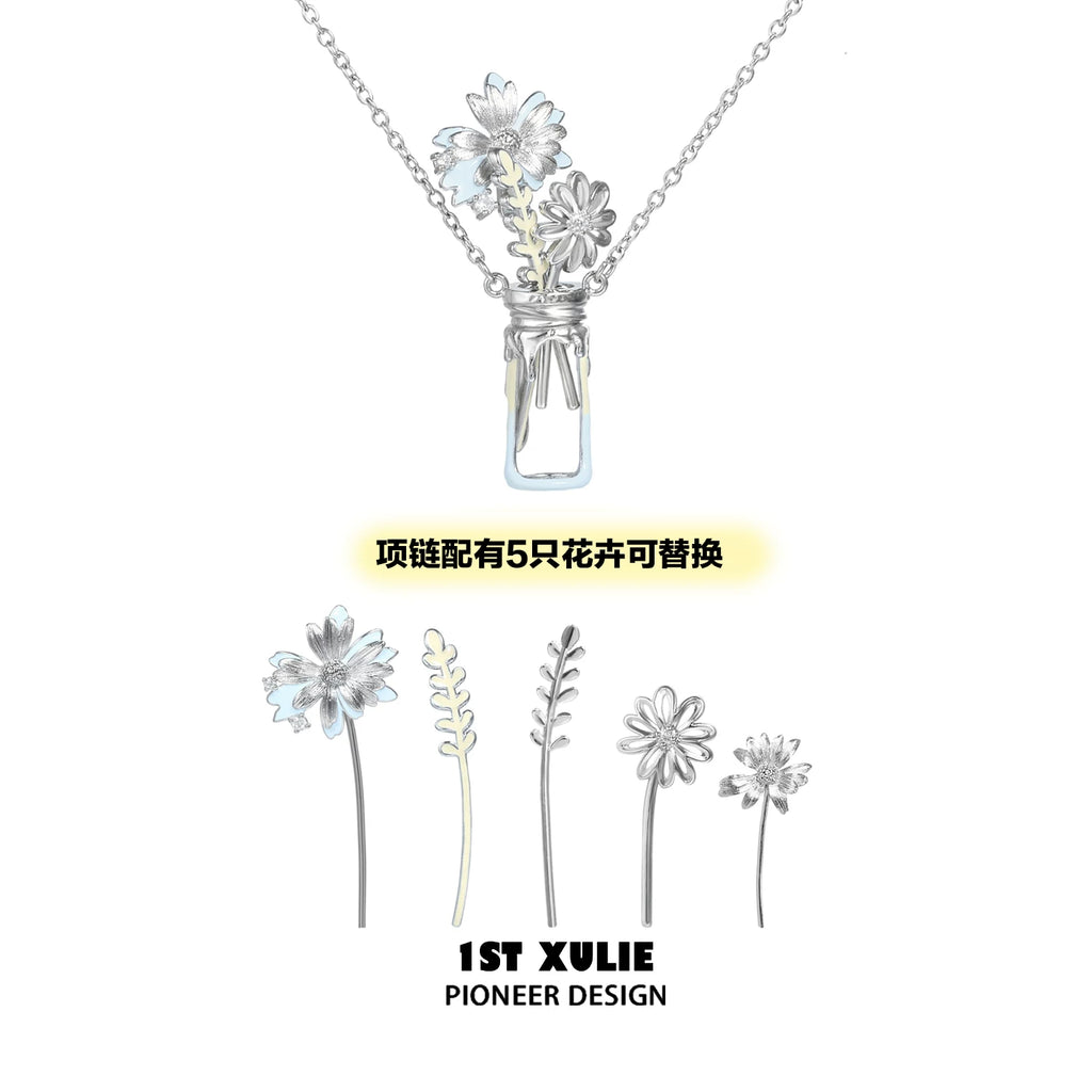 1ST XULIE Daisy Pendant Collarbone Necklace
