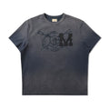 Mbbcar 240g Breathable Sun-Dried Washed Blue Flocked Tee