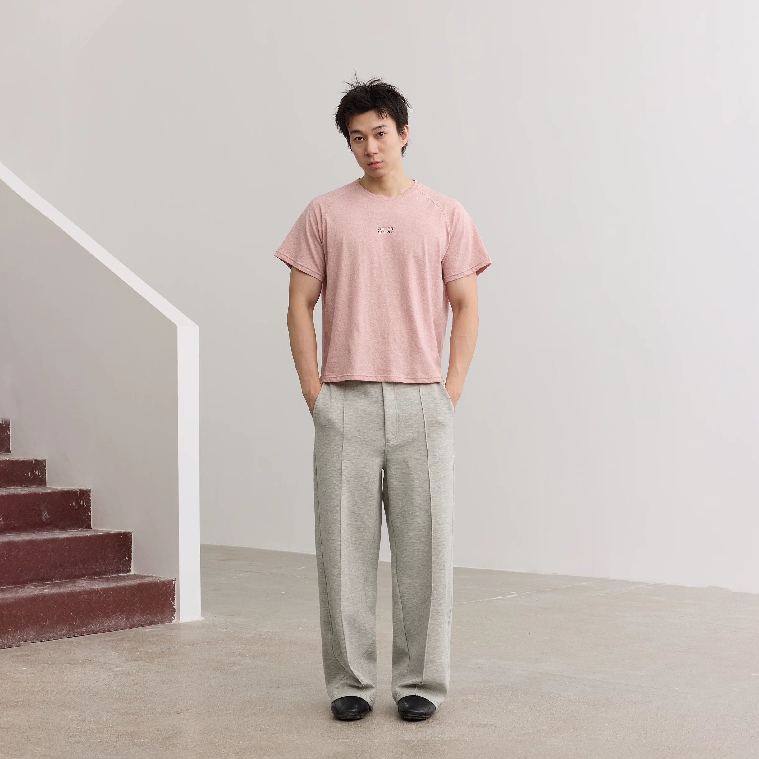 AFTERGLOW Denim-Texture Breathable Slim Fit Tee