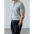 PROJECT 25 Ribbed Stretch Fit Henley Tee
