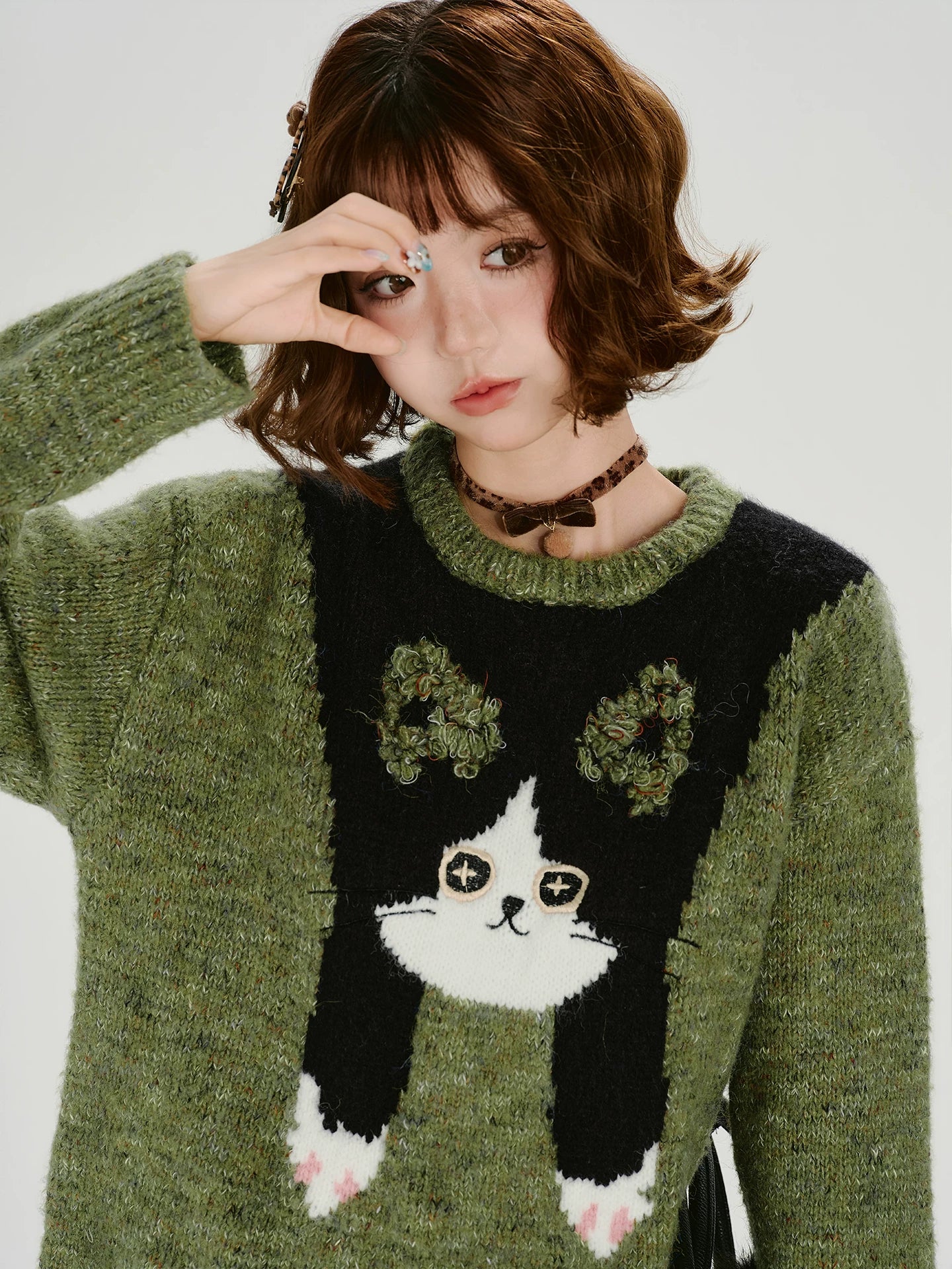 Girlyhalo Vintage Fun Jacquard Knitted Sweater