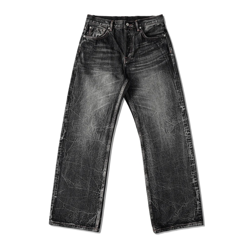 Mbbcar Black Tie-Dye Wide-Leg Selvedge Jeans