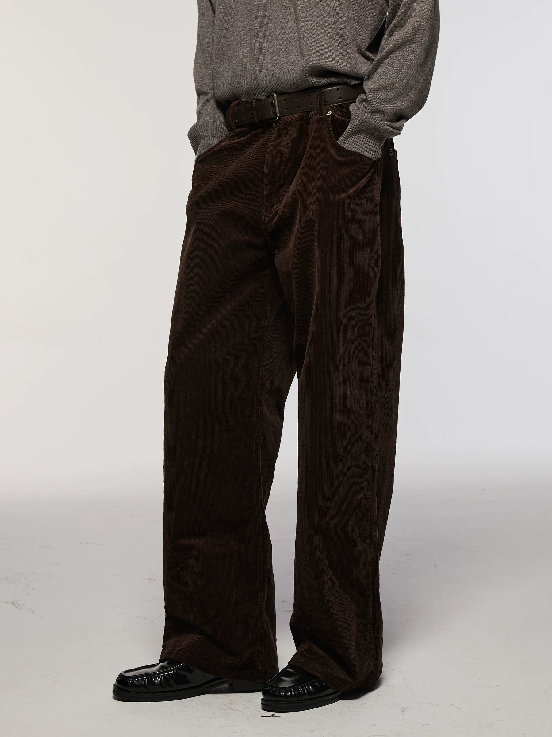 Azure Lisseur Corduroy Micro-pull Casual Straight Overalls