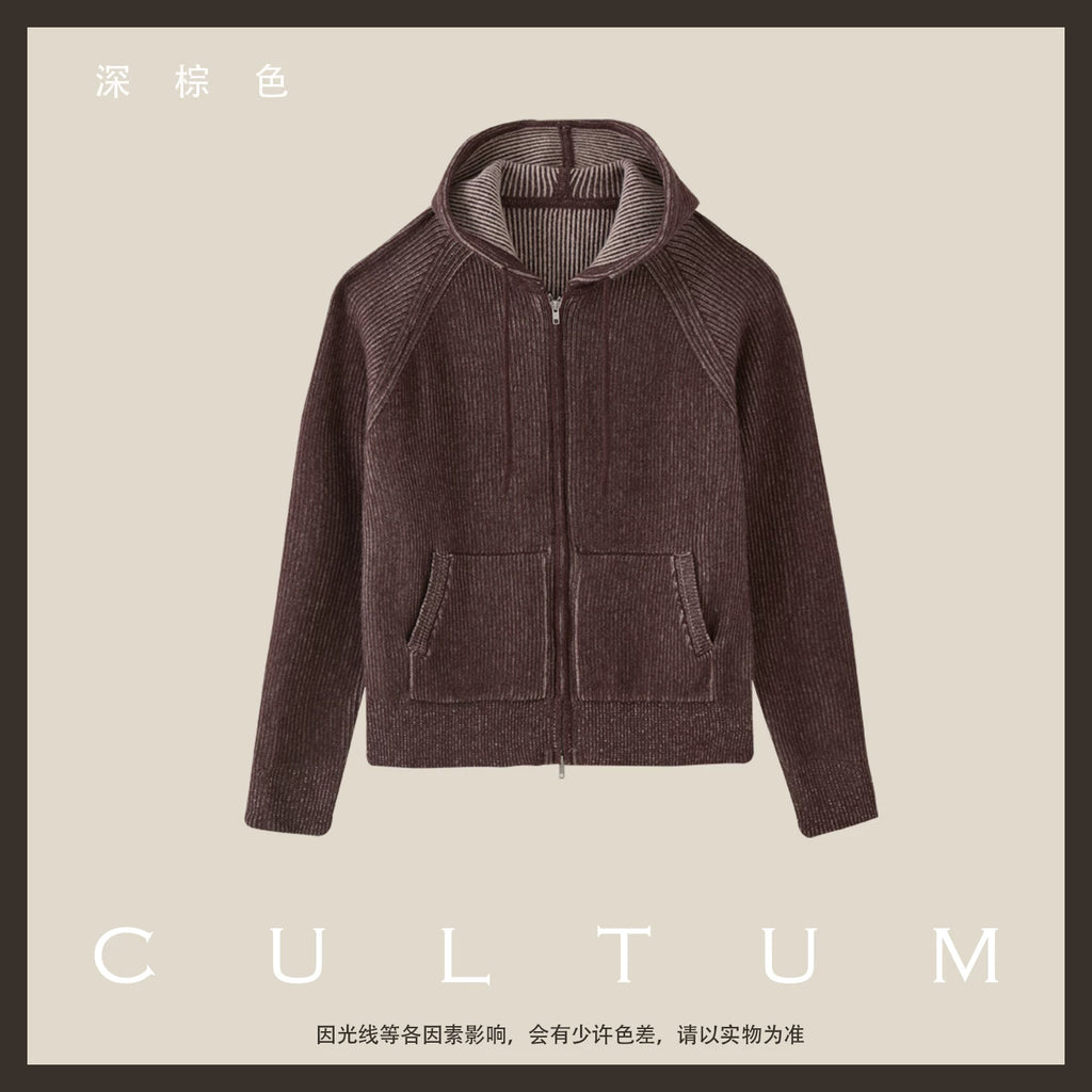 CULTUM 670g Merino Wool Hooded Cardigan