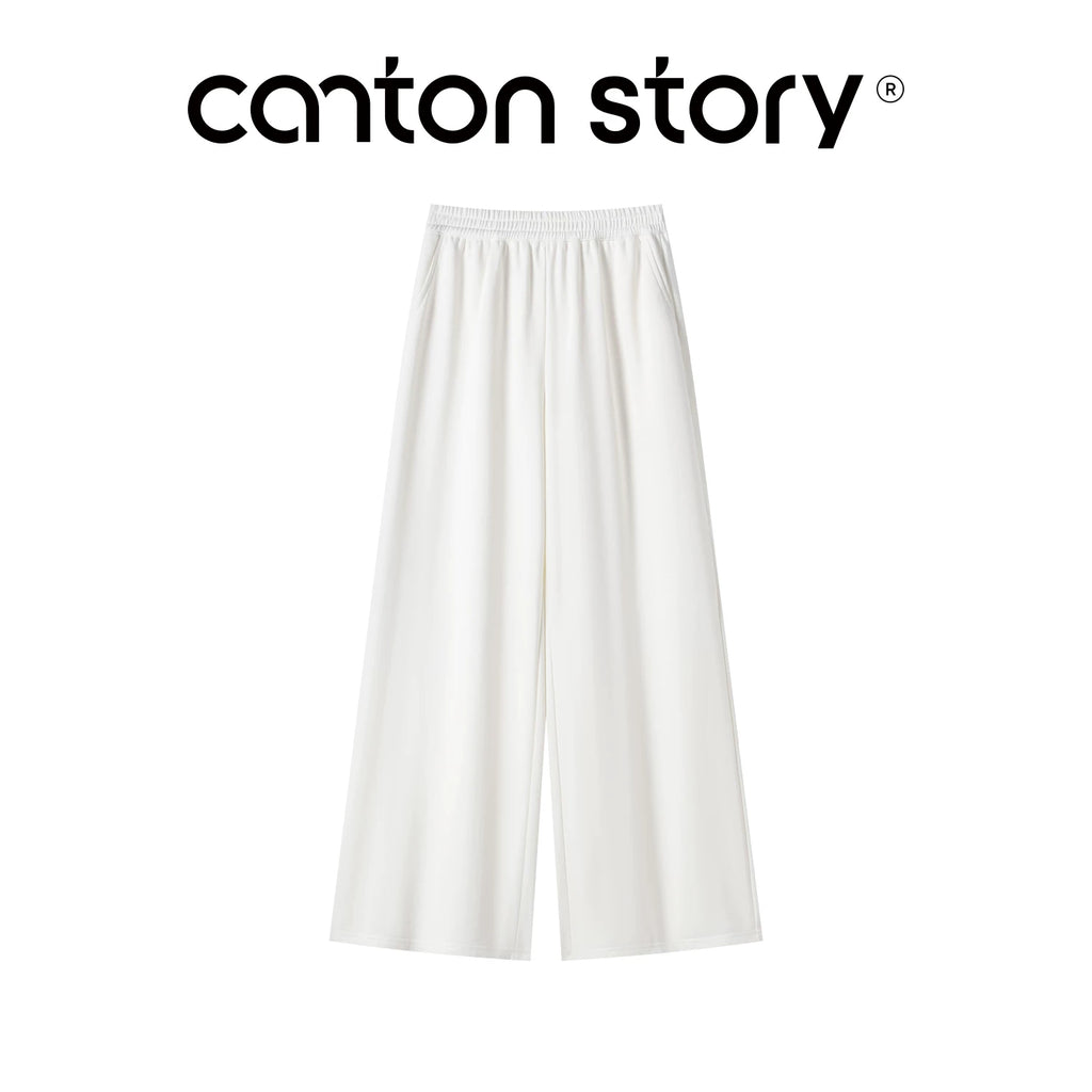 Cantonstory White U-Neck Fitted Long-Sleeve Tee