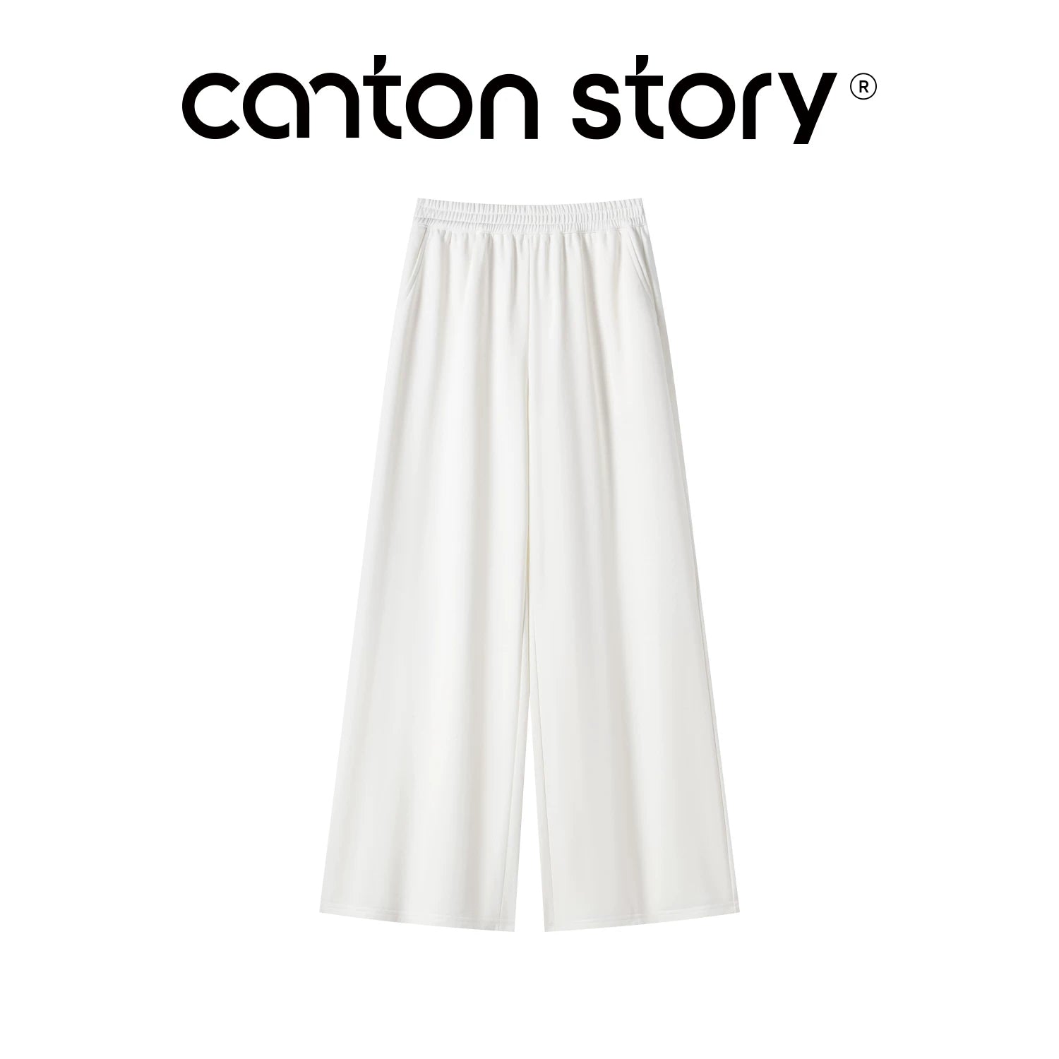 Cantonstory White U-Neck Fitted Long-Sleeve Tee