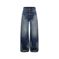 SOUTH FISH Washed Distressed Straight-Leg Jeans