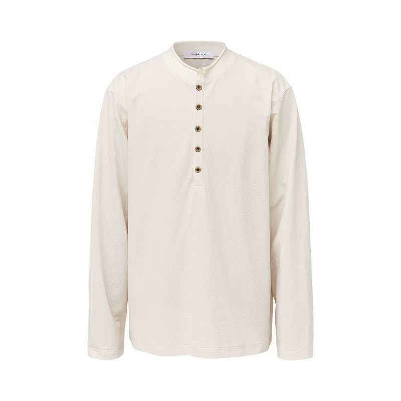 NONRADICAL Crinkle Cotton Breathable Oversized Long-Sleeve Tee