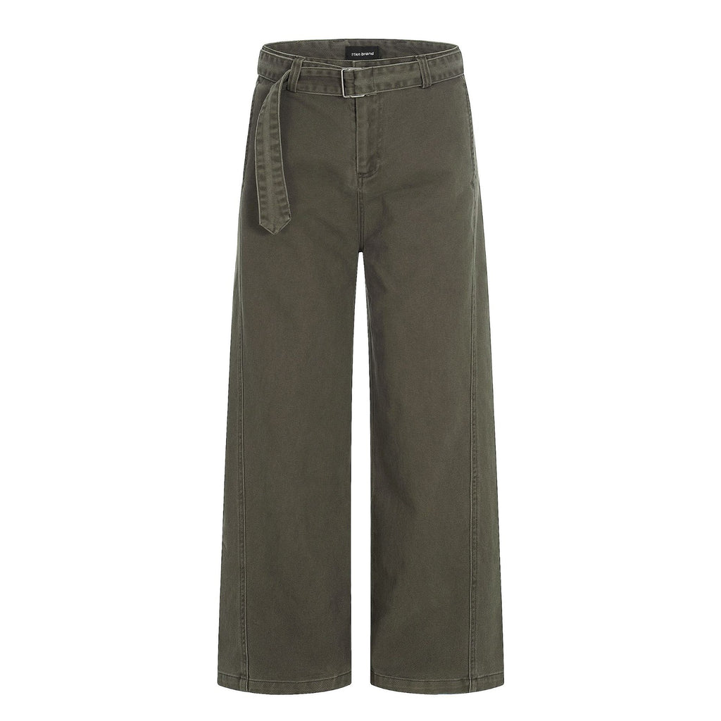 11KN Straight Tube Personalized Belt Simple Casual Pants