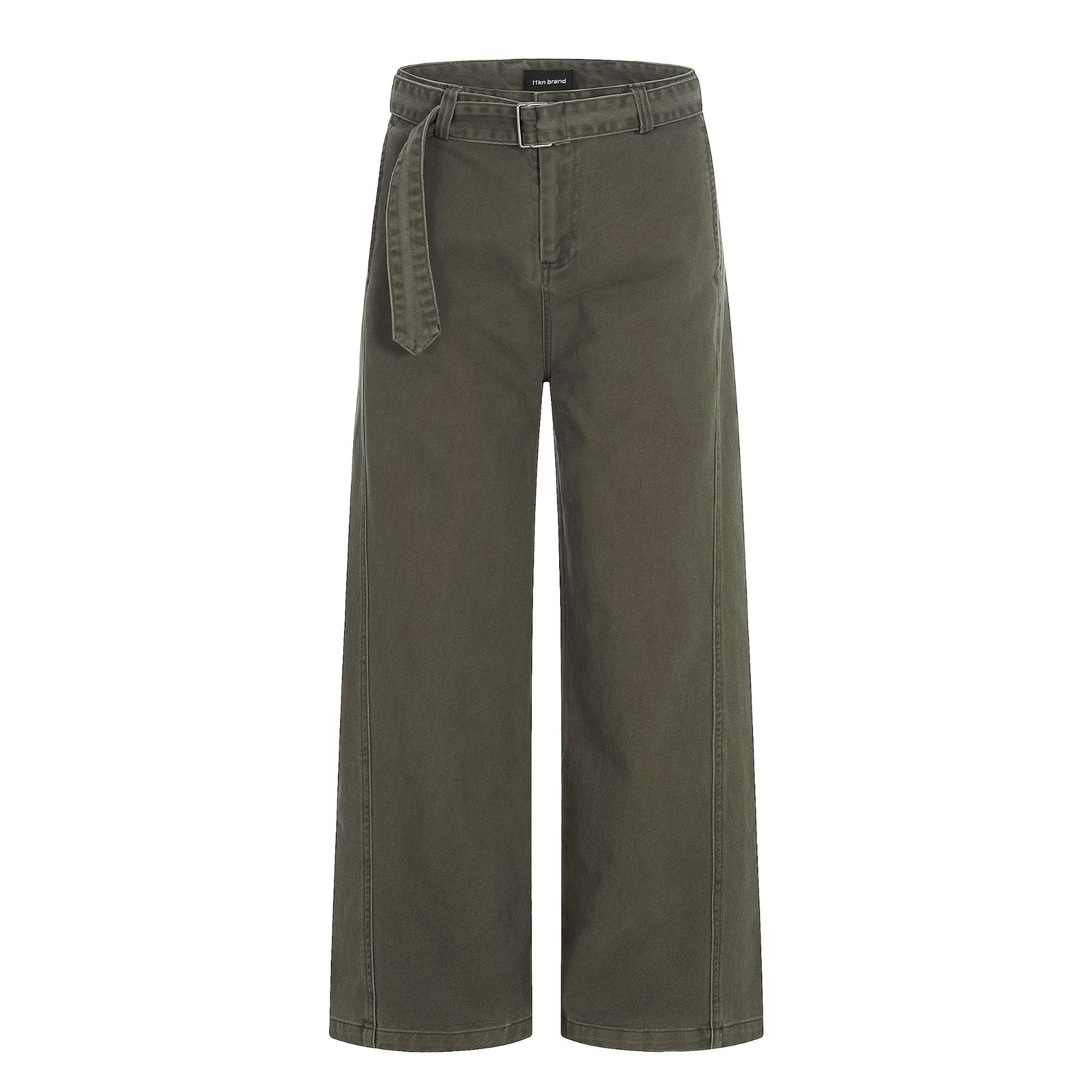 11KN Straight Tube Personalized Belt Simple Casual Pants