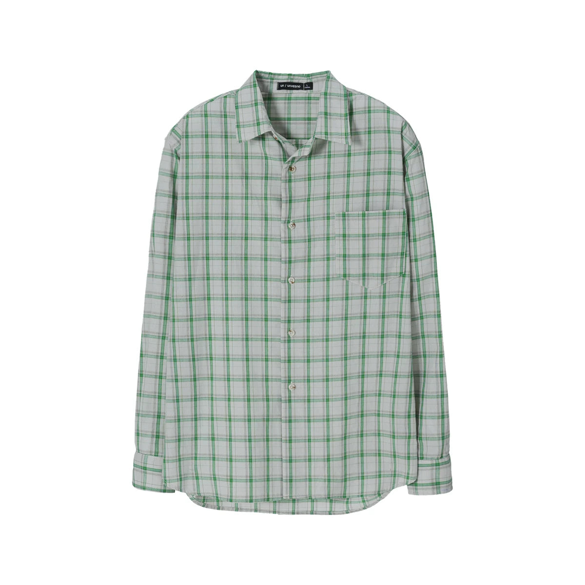 Unvesno Checkered Spread-Collar Pocket Shirt