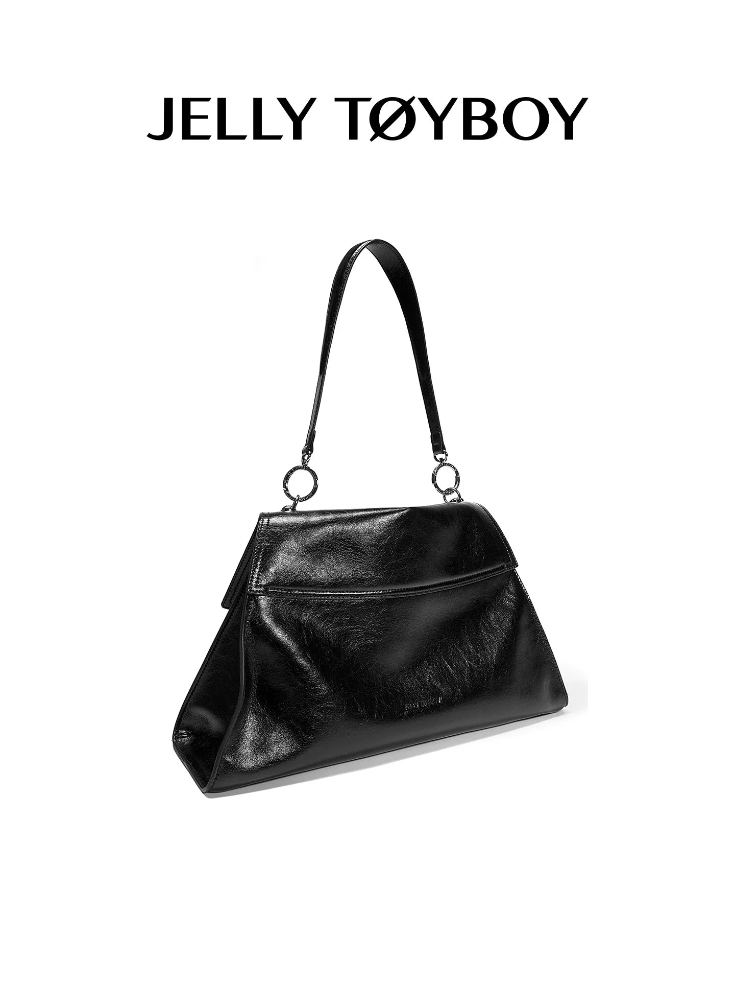 JELLY TOYBOY Black Faux Leather Lock-Top Shoulder Bag