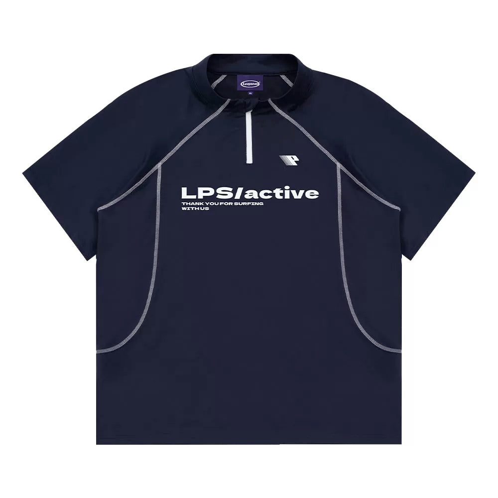 Loopsoon Color-Block Breathable Relaxed Half-Zip Tee
