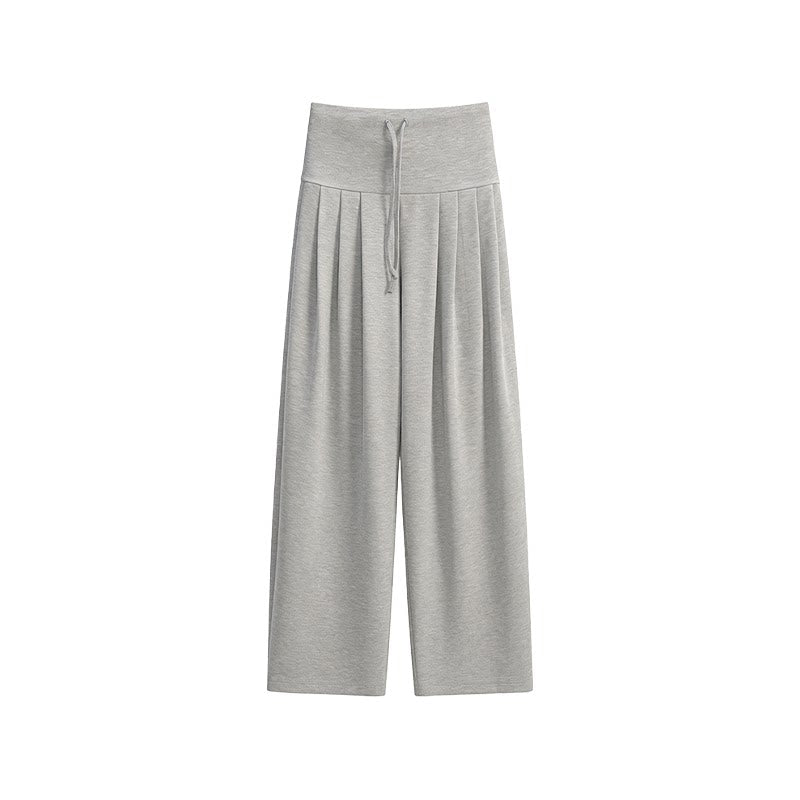 JCAESAR WOMEN Pleated High-Waist Wide-Leg Sweatpants
