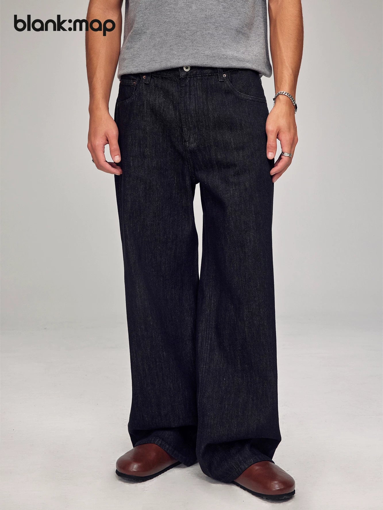 Blank Map Loose Straight Jeans