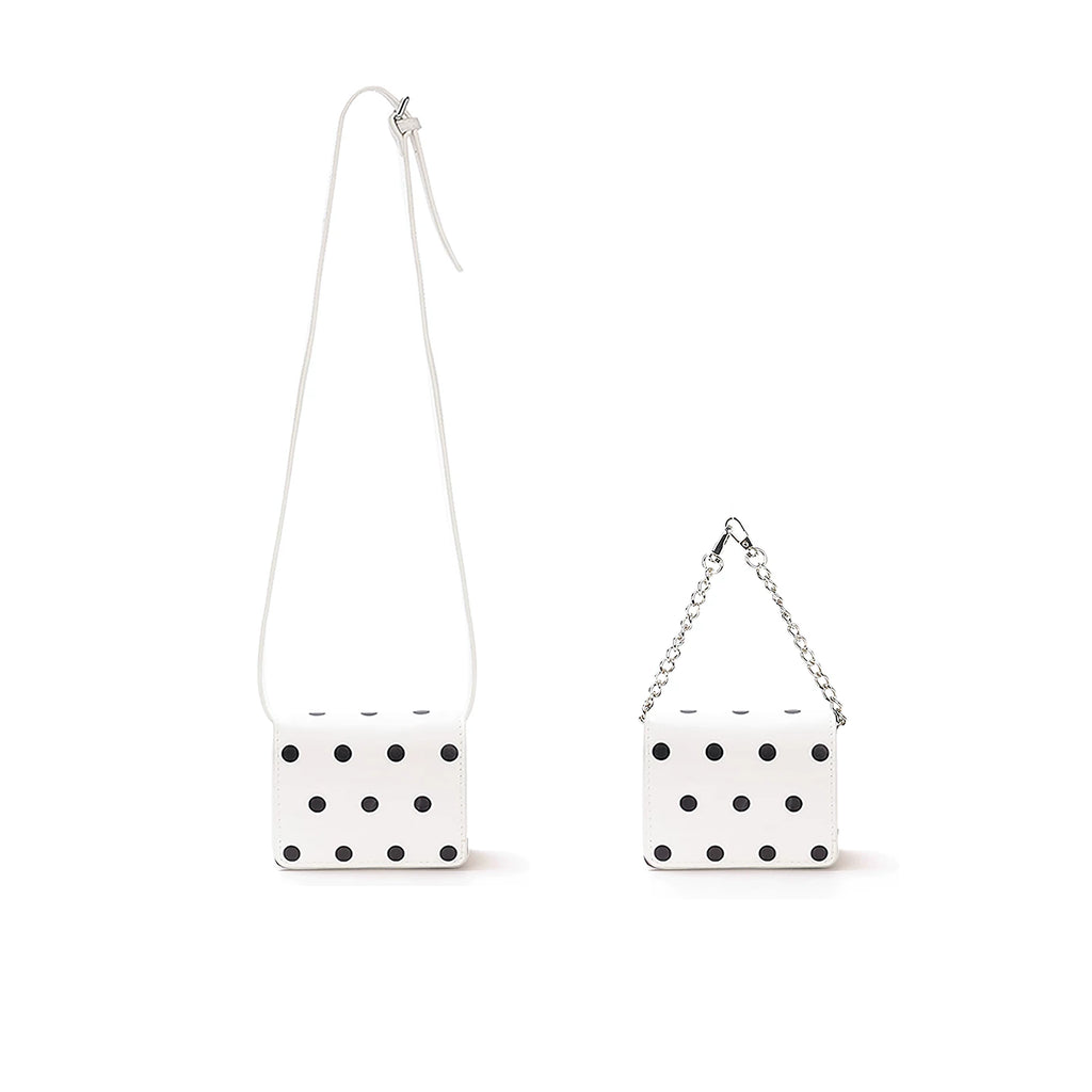 JANDRESS White Polka-Dot Faux Leather Crossbody Coin Purse