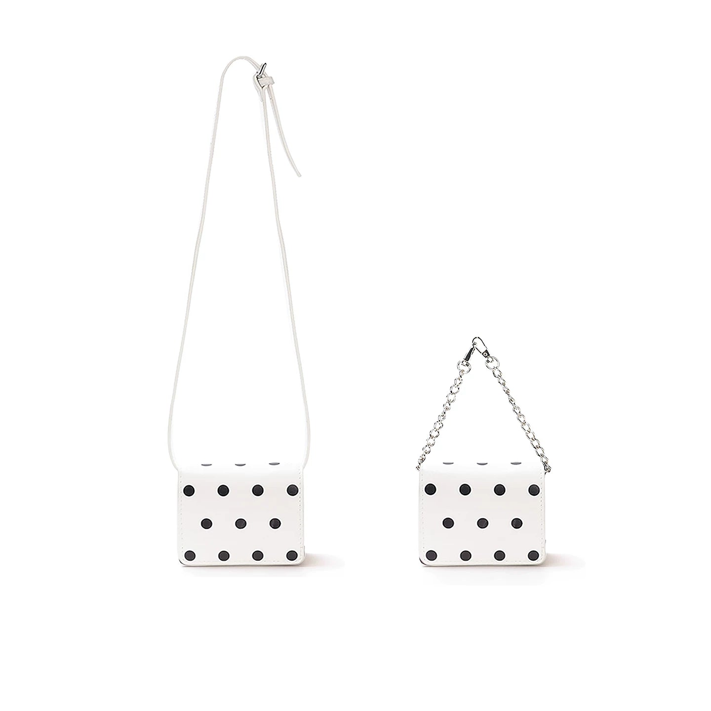 JANDRESS White Polka-Dot Faux Leather Crossbody Coin Purse