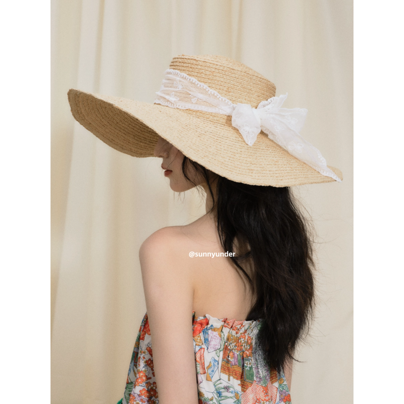 Sunnyunder Lafite Straw Flat Top Straw Hat