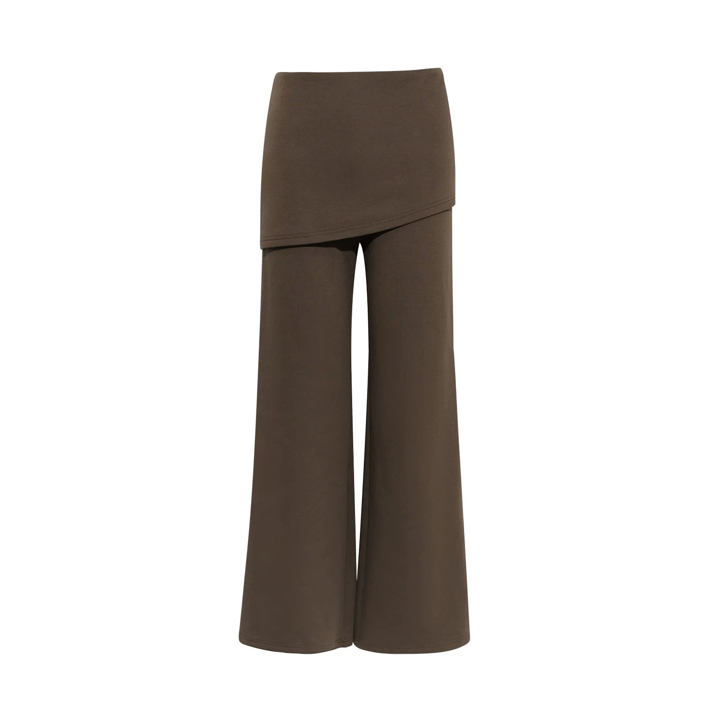 Wildberry Khaki Brown High-Waist Straight-Leg Trousers