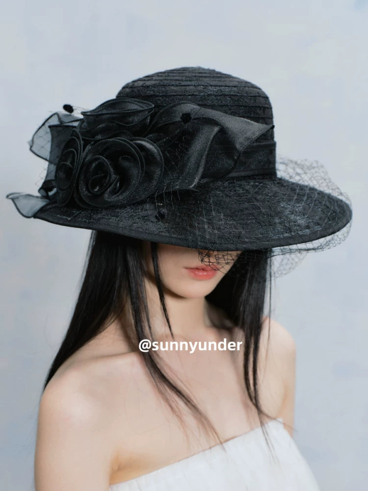 Sunnyunder Vintage Big Flower Lace Hat