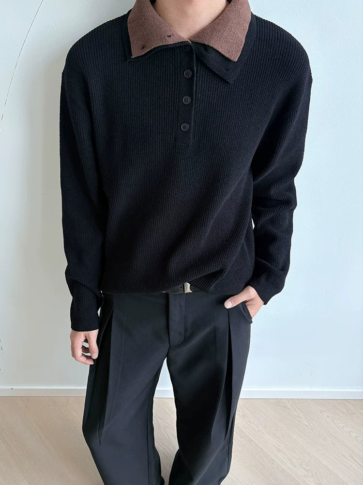 KREATE Double-neck Fake Two-piece Sweater Jacket