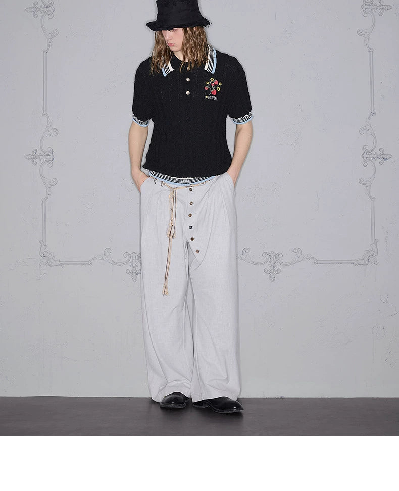 Rocawear Striped Pearl Buckle Embroidered Polo Shirt