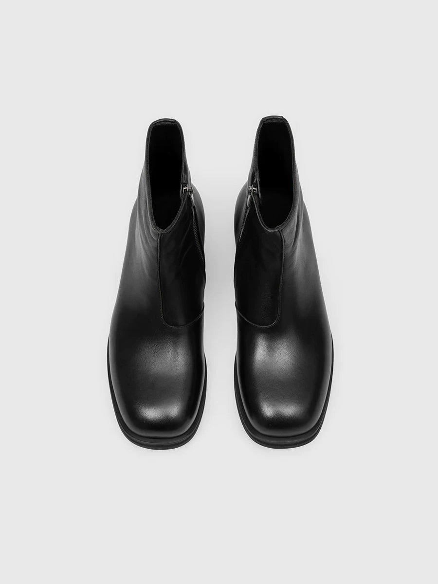 RZAAZ Leather Square-Toe Side-Zip Chelsea Boot