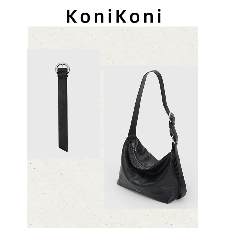 KoniKoni Leather Crossbody Tote Bag