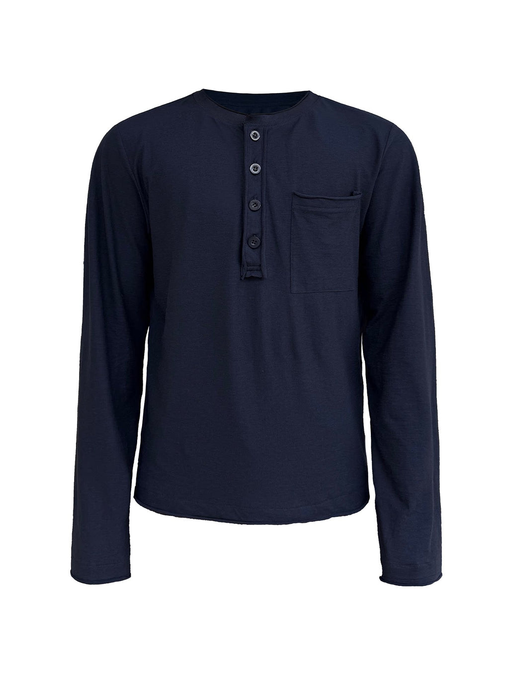 JCAESAR Long Sleeve Henley with Rolled Hem