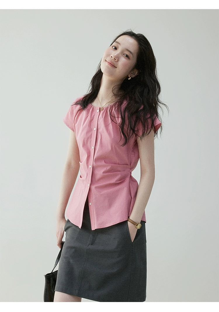VOOE Slim Fit Strap Waist Cardigan Shirt