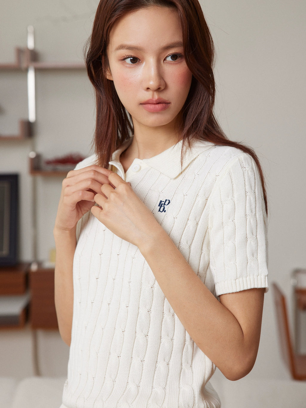 RPB BRAND Versatile Twisted Embroidered Lapel Collar POLO Collar Knitted Short Sleeve