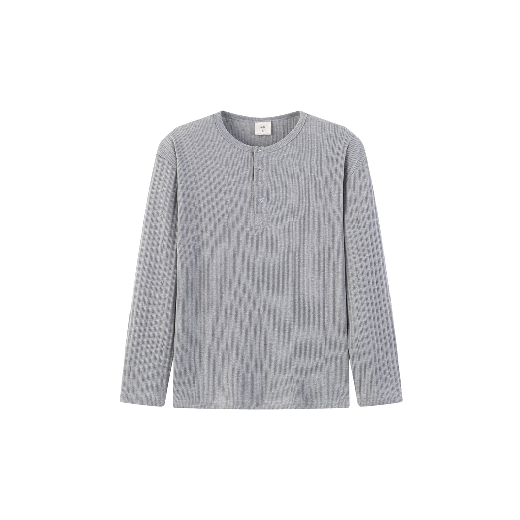Anniehall Henry Collar Pit Striped Snap-Down Static Luxury Long Sleeve