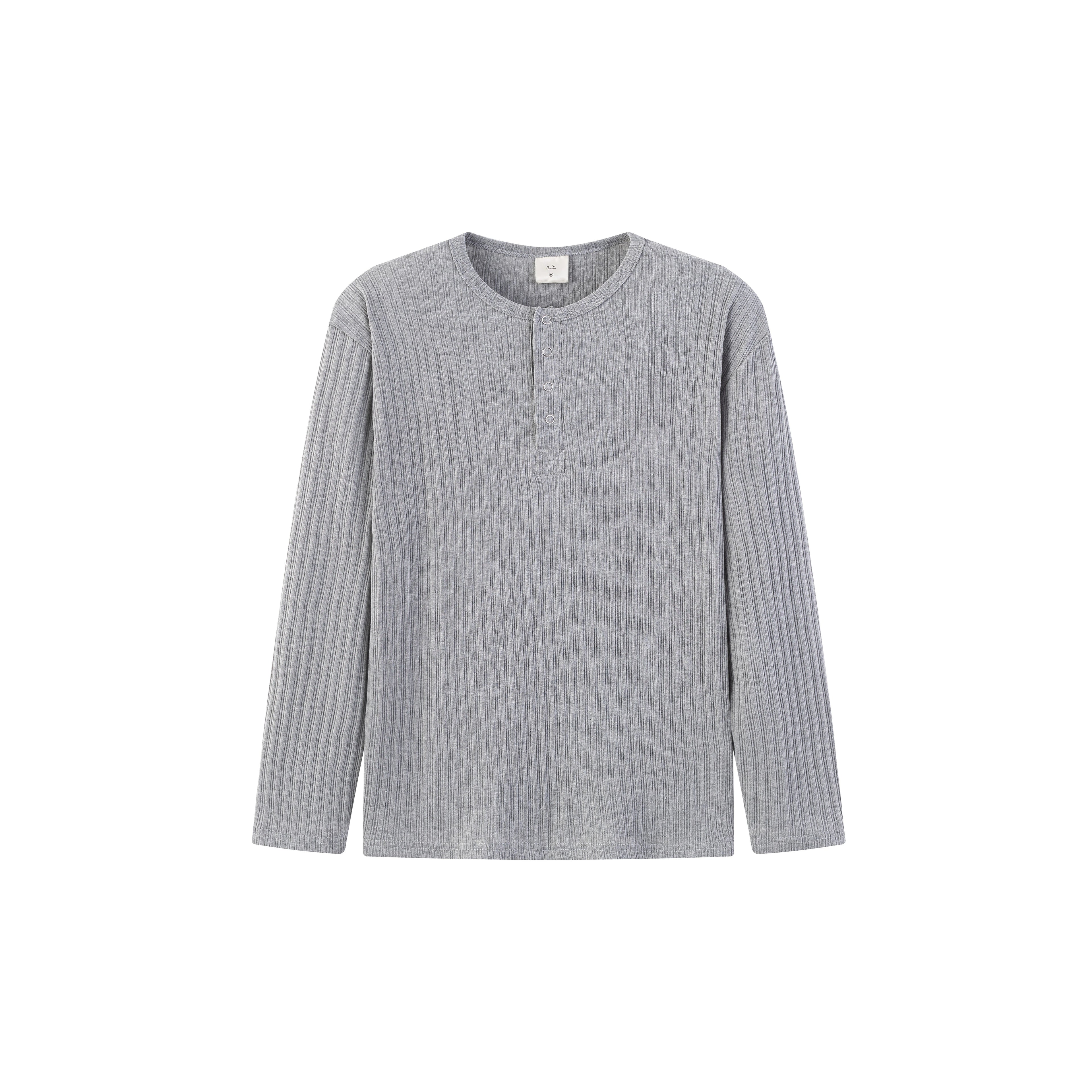 Anniehall Henry Collar Pit Striped Snap-Down Static Luxury Long Sleeve